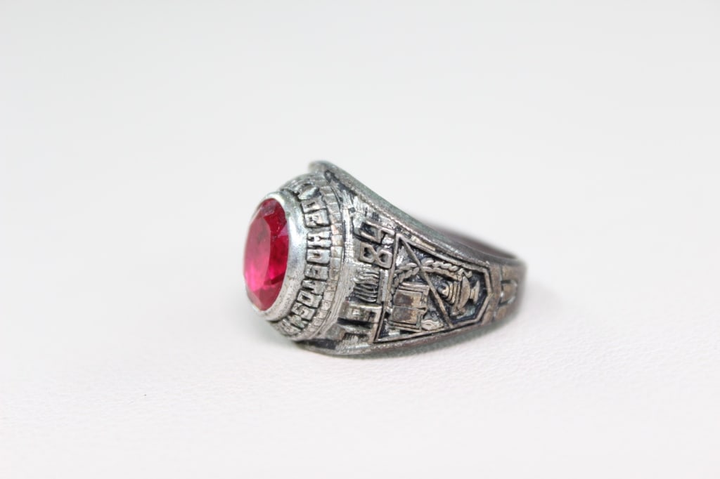 Faceted Synthetic Garnet Ring - 3