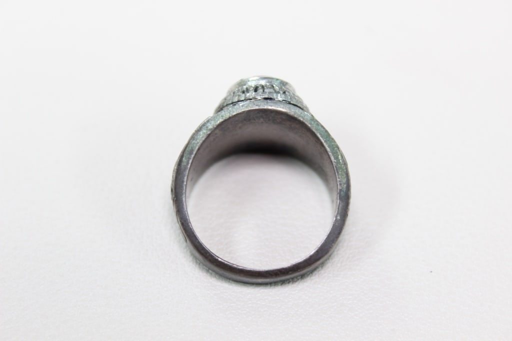 Faceted Synthetic Garnet Ring - 4