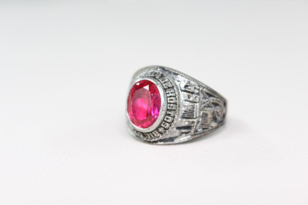 Faceted Synthetic Garnet Ring - 6