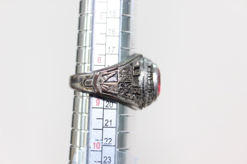 Faceted Synthetic Garnet Ring - 8