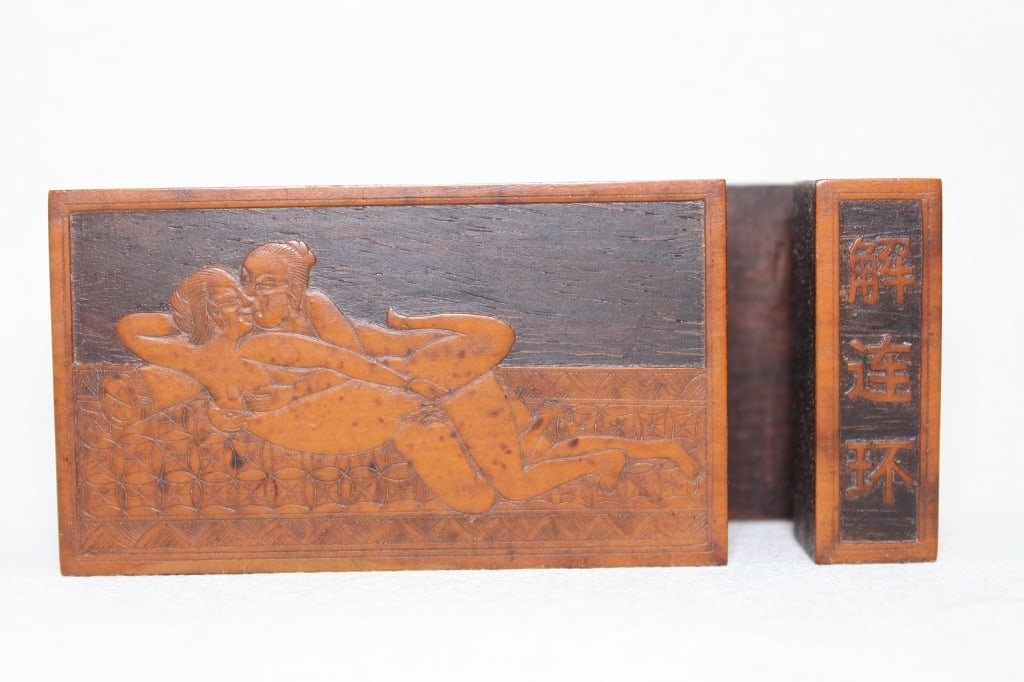 Chinese Wood Carved Erotic Desk top accessory (1 of 6)