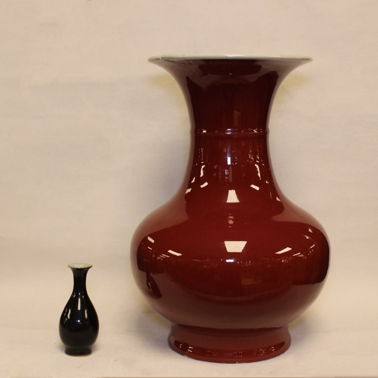 Two Chinese Glazed Porcelain Vases: Two Chinese Glazed Porcelain Vases. Dimension: 3 1/2"H and 11 1/2"H. Sold as is. Repaired .