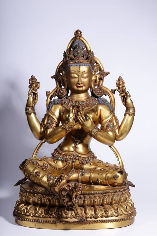 Chinese Gilt Bronze Shadakshari Lokeshvara (1 of 11)