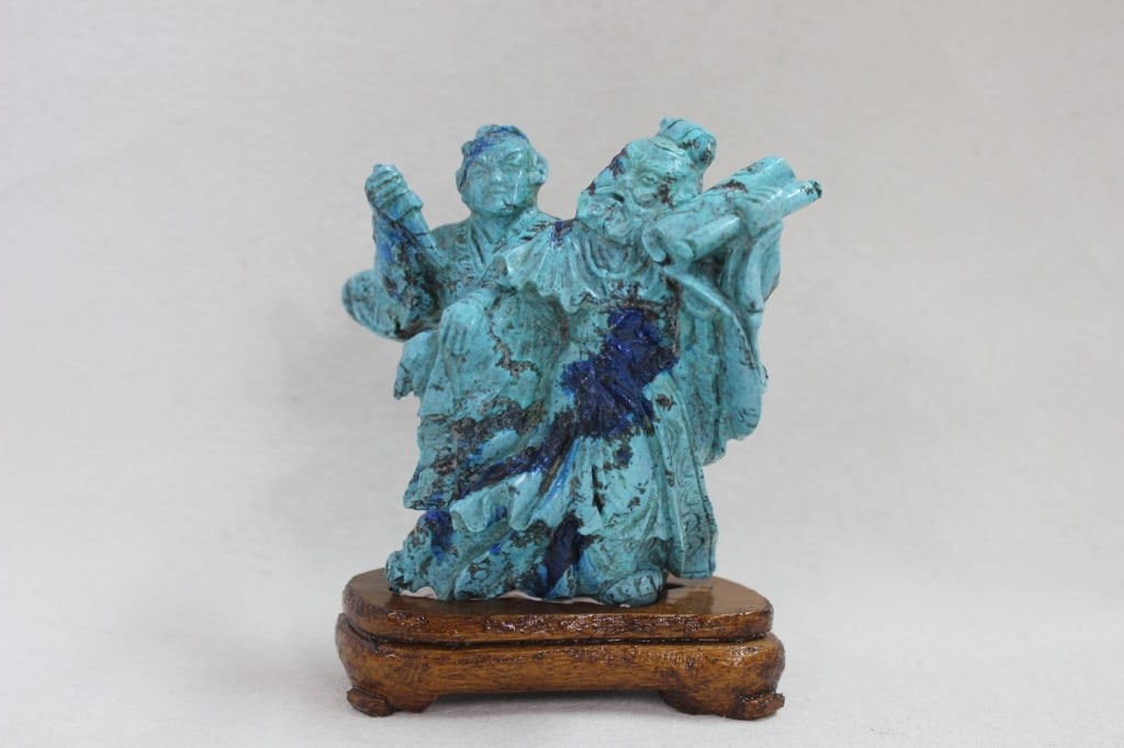 Chinese Turquoise Carved Figures Group (1 of 5)