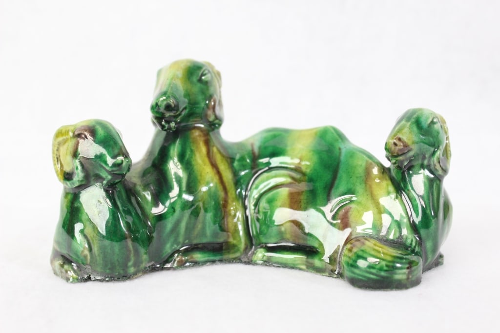 Chinese Tang-style sancai glazed pottery group (1 of 6)