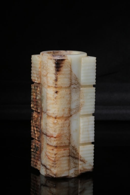 Chinese Jade Carved Cong: Dimension: