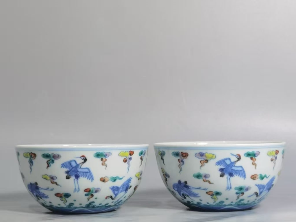 Pair of Chinese Doucai Porcelain Cups,Mark (1 of 8)