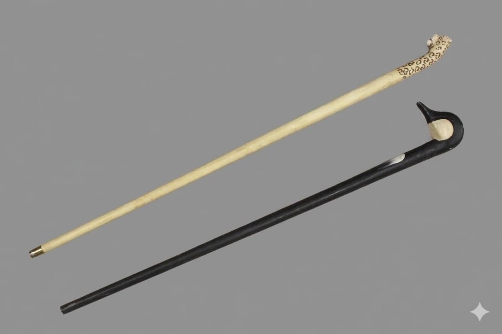 Two Vintage Walking Cane w Zoomorphic Handles (1 of 4)