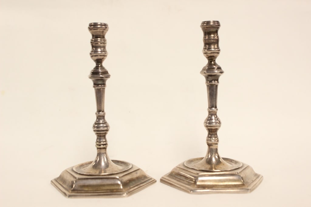 Pair of 18th.C Style Louis XV Paktong Candlesticks: Pair of 18th.C Style Louis XV Paktong Candlesticks Dimension : 4 1/2"H