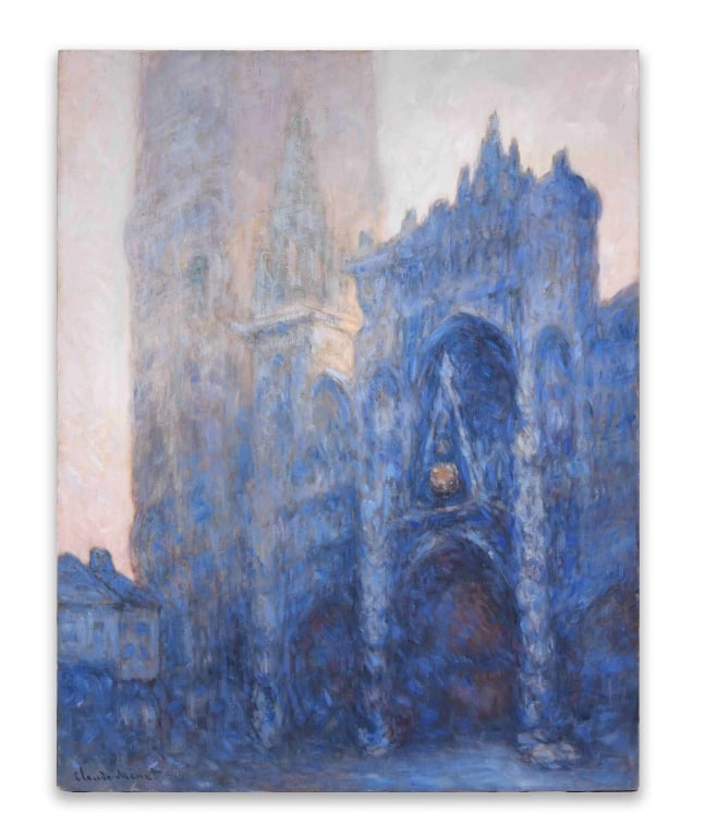 Claude Monet - Rouen Cathedral, Oil on Canvas: Claude Monet - Rouen Cathedral, Oil on Canvas Image size: 96.3 ? 69.3 cm. All measured values are approximate. The front photograph records a vertical cathedral facade composition with a visible