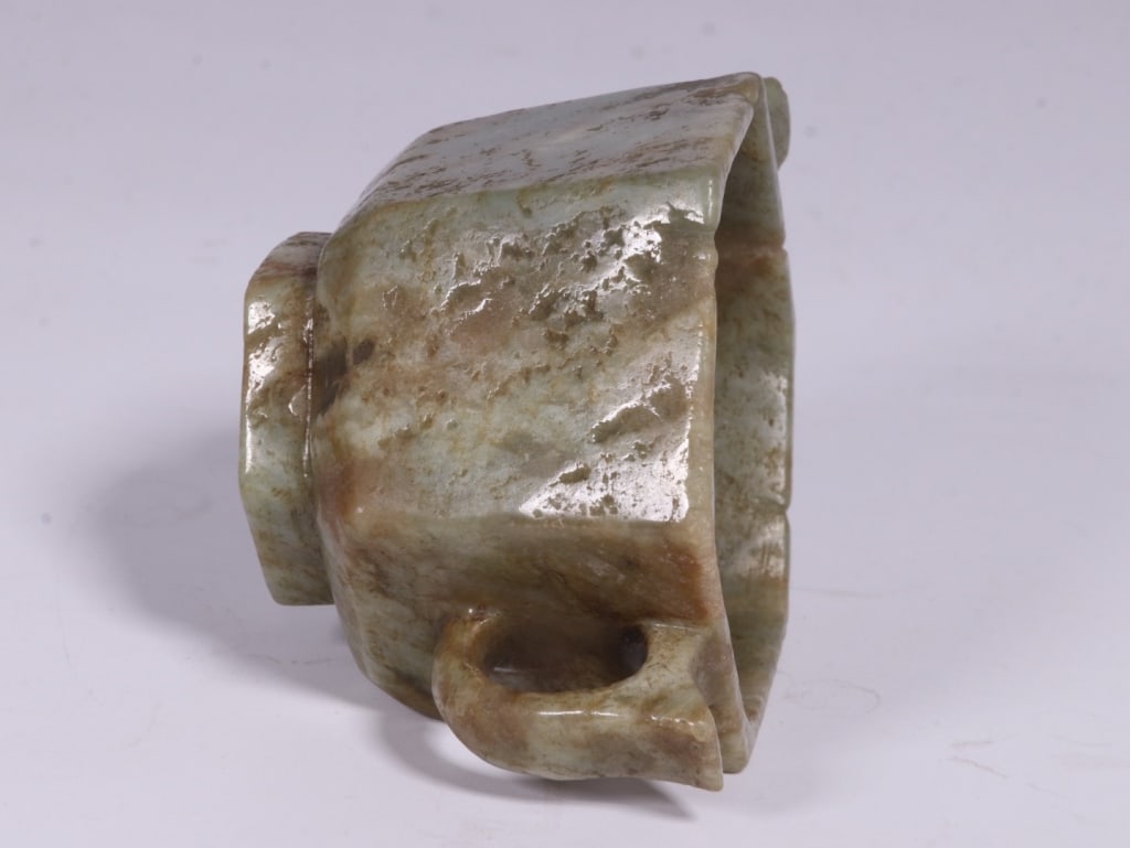 Chinese Hexagonal shape Two-handled Jade Cup - 9