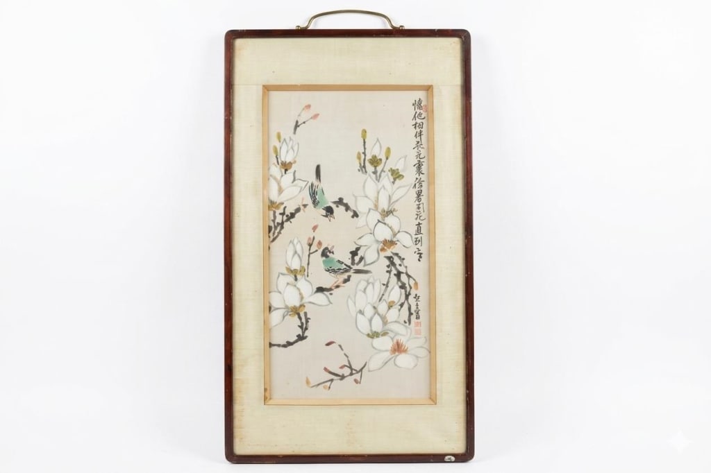 vintage Chinese Birds and Tree Paintings: vintage Chinese Birds and Tree Paintings Dimension: 19"x 33"