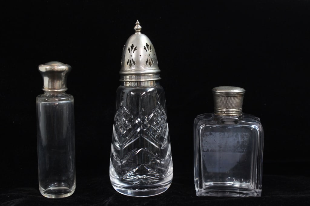 Three antique cut-glass and pressed-glass Bottles (1 of 7)