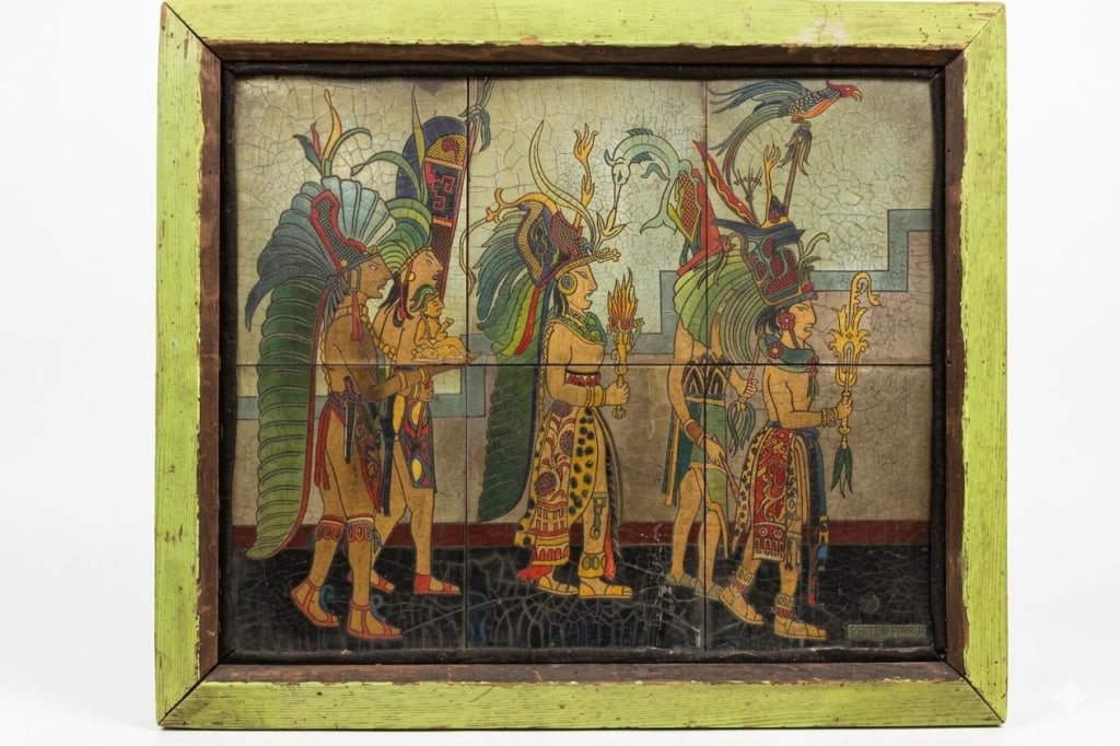 Mesoamerican procession tile mural panel (1 of 7)