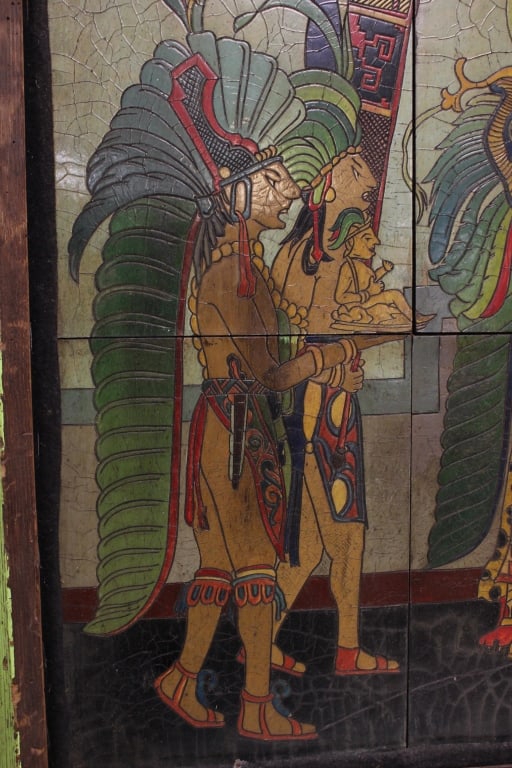 Mesoamerican procession tile mural panel - 2