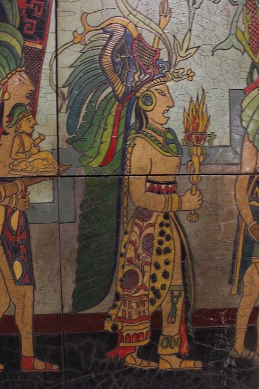 Mesoamerican procession tile mural panel - 3