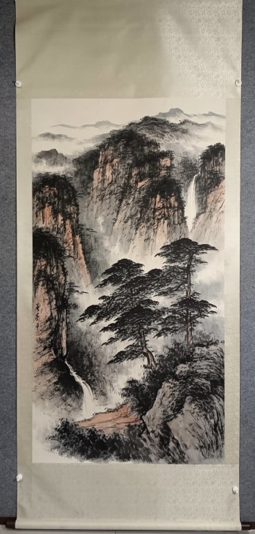 Chinese landscape (shanshui) hanging scroll painti (1 of 9)