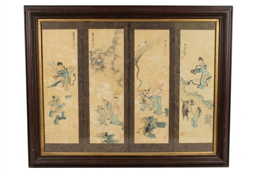 Classic Chinese four-panel screen Painting (1 of 7)