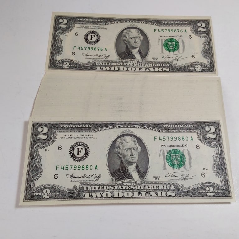 United States1976 $2 25 Consecutive Numbers.50.0 (1 of 7)