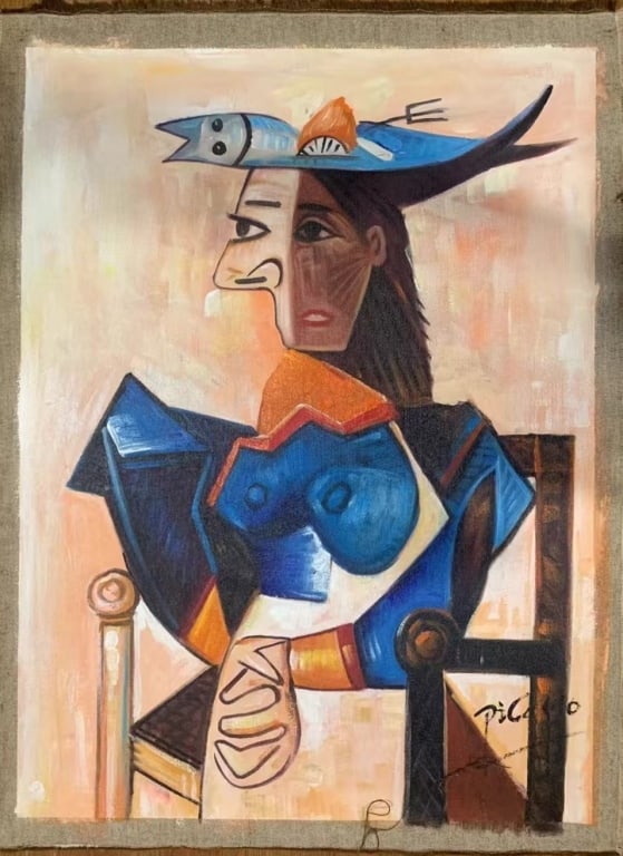 Seated Woman with Fish Hat. (1 of 3)