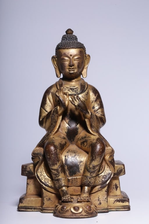 Chinese gilt-bronze figure of the Future Buddha: Chinese gilt-bronze figure of the Future Buddha. Dimension : 21.5cm H x13cm x11.5cm,weight is 2190gram