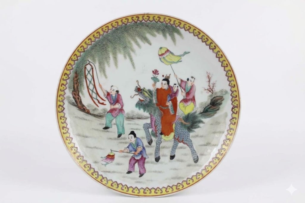 Chinese Glazed Porcelain Charger (1 of 6)
