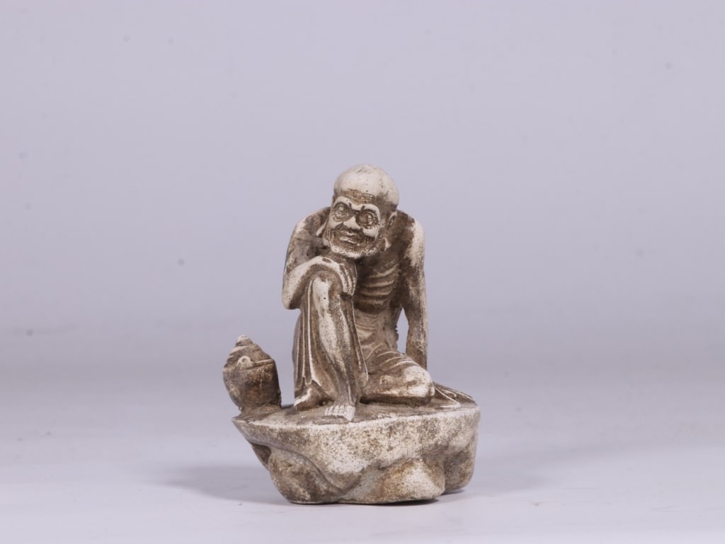 Chinese Carved stone Figure of a seated Luohan (1 of 9)