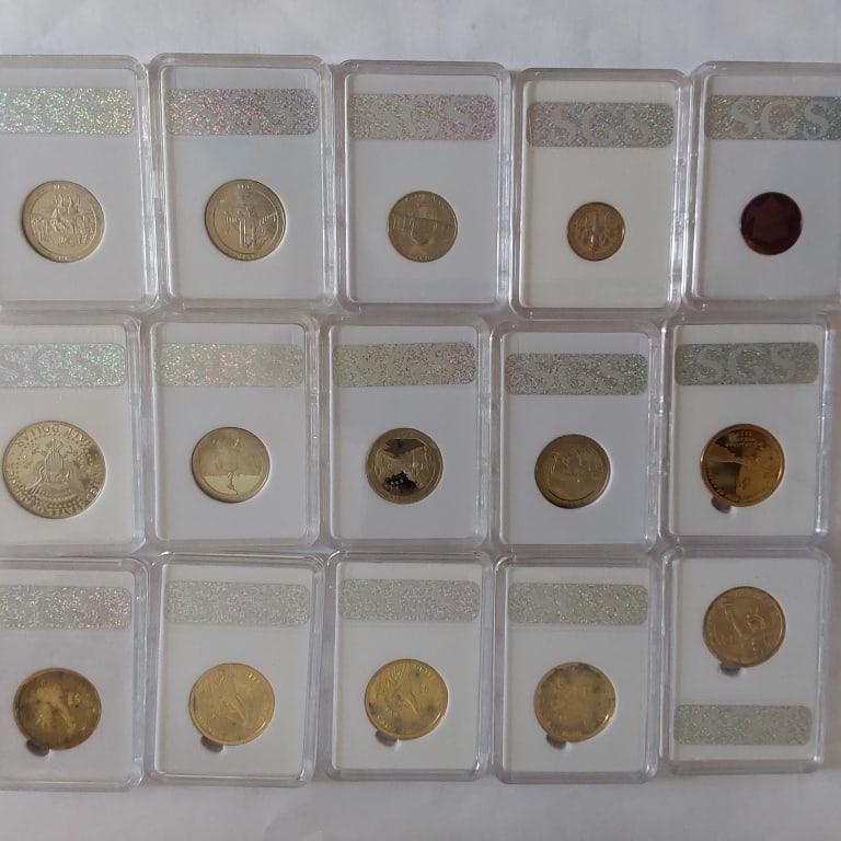 A 15 -PILL SET FROM THE 2011 S 14 COINS ONE 2011 D: A 15 -PILL SET FROM THE 2011 S 14 COINS ONE 2011 D UNITED STATES. SGS PR70CAM . SIX DOLLARS SEVERELY OXIDIZED,
