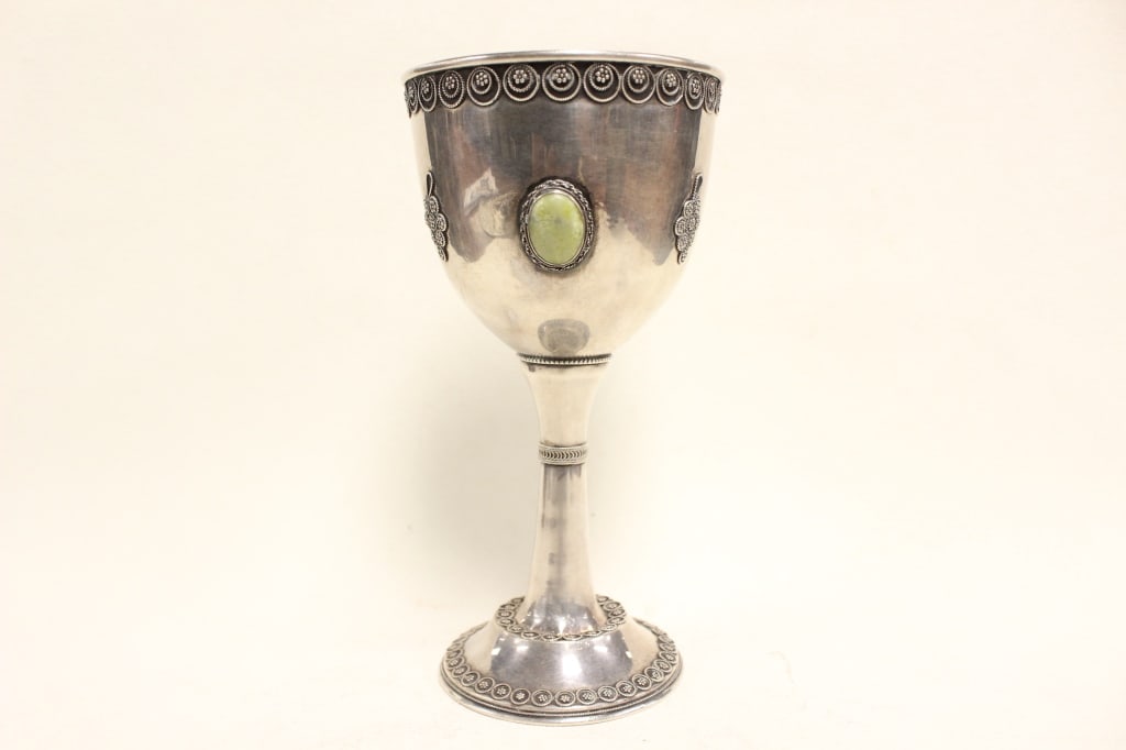 Antique Large Bezalel sterling silver Kiddush cup (1 of 8)