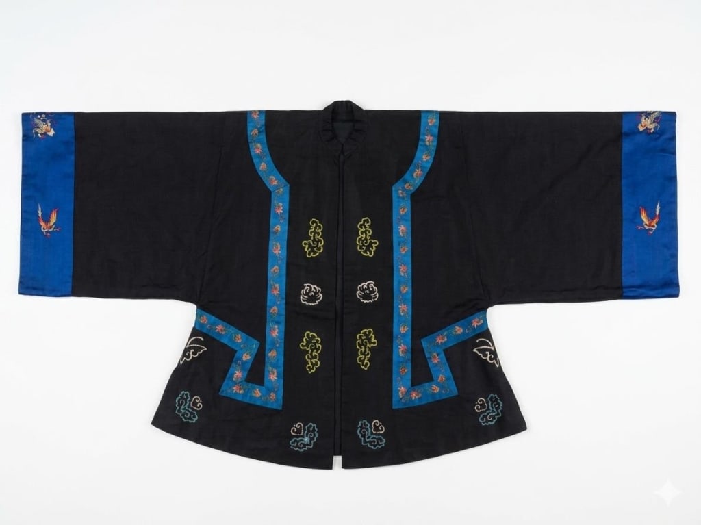 Antique Qing Chinese Silk Black Robe (1 of 8)