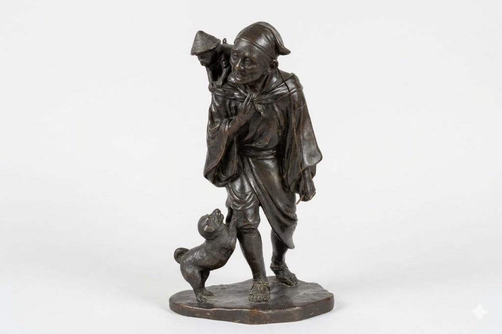 Japanese Meiji-period bronze okimono,Signed (1 of 8)
