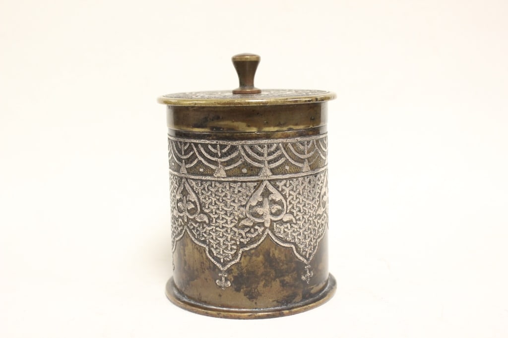 Antique Middle Eastern Brass Container. - 3