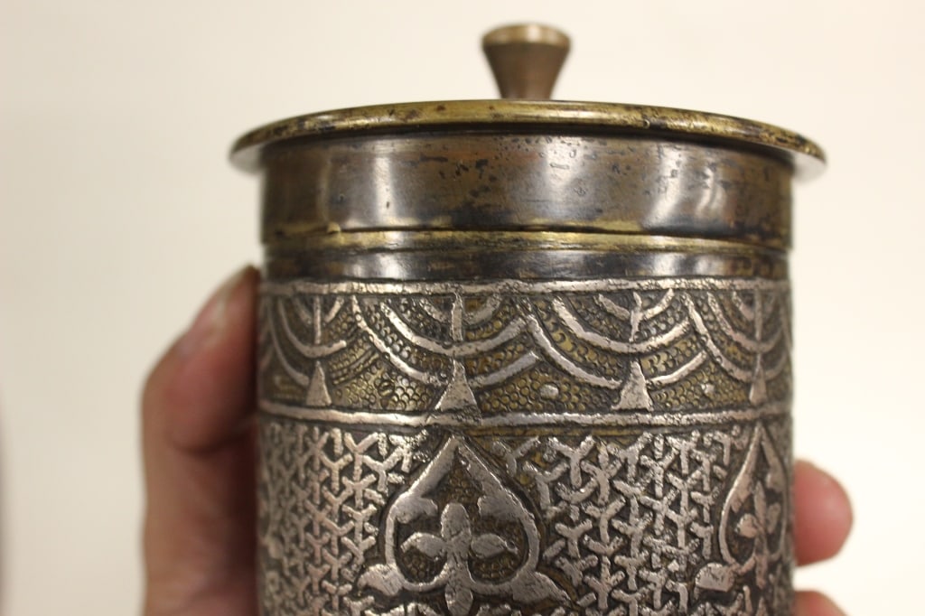 Antique Middle Eastern Brass Container. - 6