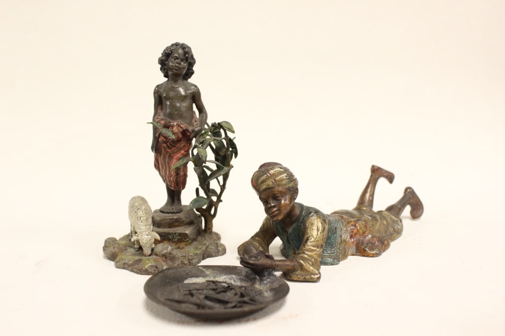 two antique Austrian cold-painted Vienna bronze mi (1 of 13)
