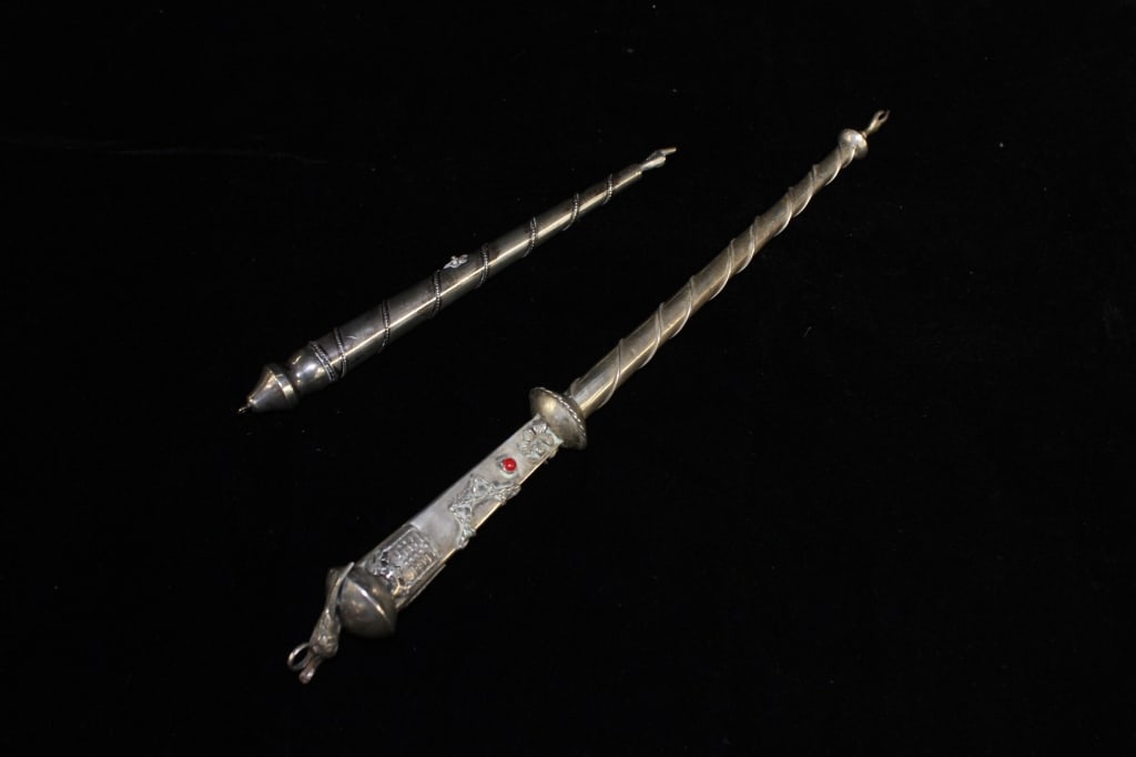 Two Antique silver Torah pointer (Yad),One Russian (1 of 4)