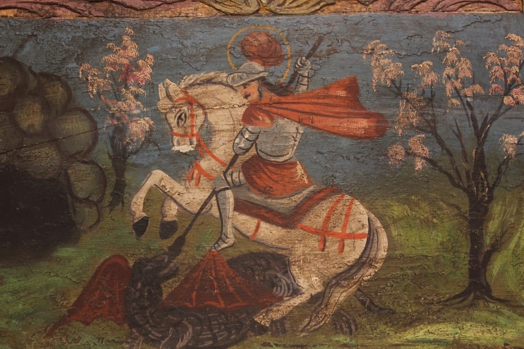 antique Eastern European religious panel painting (1 of 5)