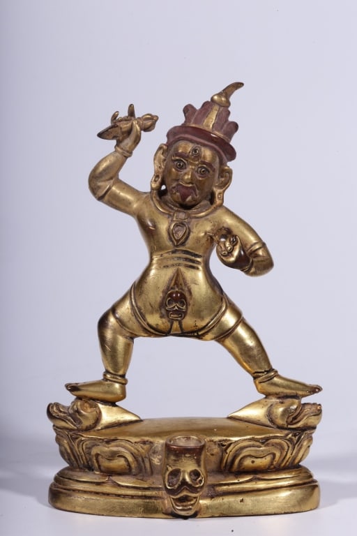 Sino-Tibetan gilt-bronze statue of the wrathful pr (1 of 8)