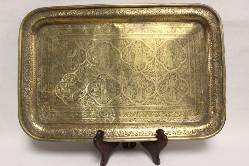 Rectangular Qajar Persian Tray and Circular Cairow - 9