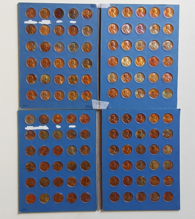 (RARE) 2X SETS.LINCOLN CENTS COLLECTOIN 1950 TO 19: (RARE) 2X SETS.LINCOLN CENTS COLLECTOIN 1950 TO 1974 P D S 1955 TO 1974 P D S BU - Uncirculated RAINBOW TONE . THERE ARE 120 COINS TOTAL.