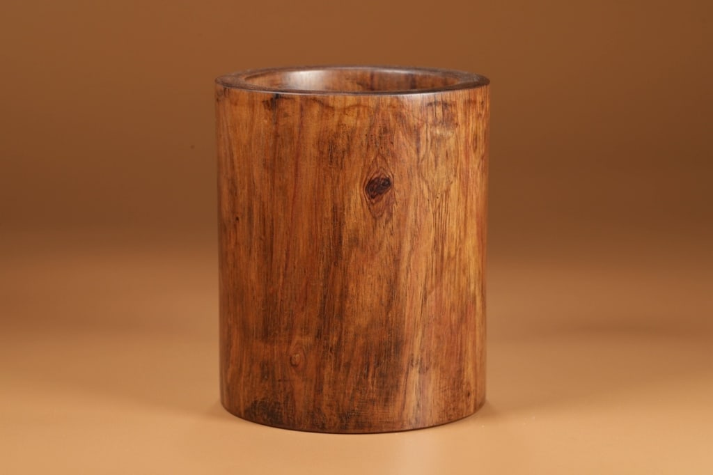 Chinese Huanghuali Wood Brushpot: Chinese Huanghuali Wood Brushpot . Dimension: 10.5cm w x 12.5 cm H