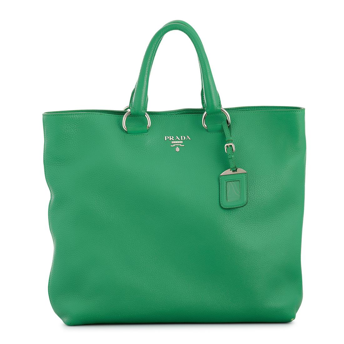 PRADA: Sac cabas en veau couleur Aigue-marine, garniture en métal argenté, deux anses, bandoulière amovible et porte étiquette, avec carte dÂ¿authenticité 47 x 34 x 11 cm PRADA TOT