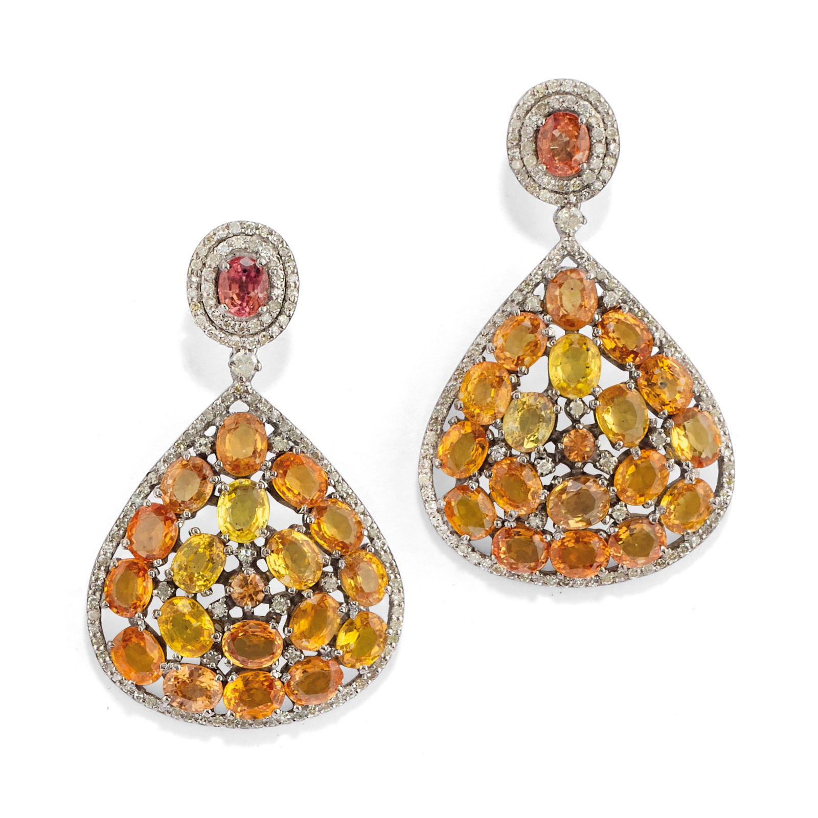 PAIRE DE PENDANTS D'OREILLES EN OR 14K, SAPHIRS JAUNES (1 of 1)