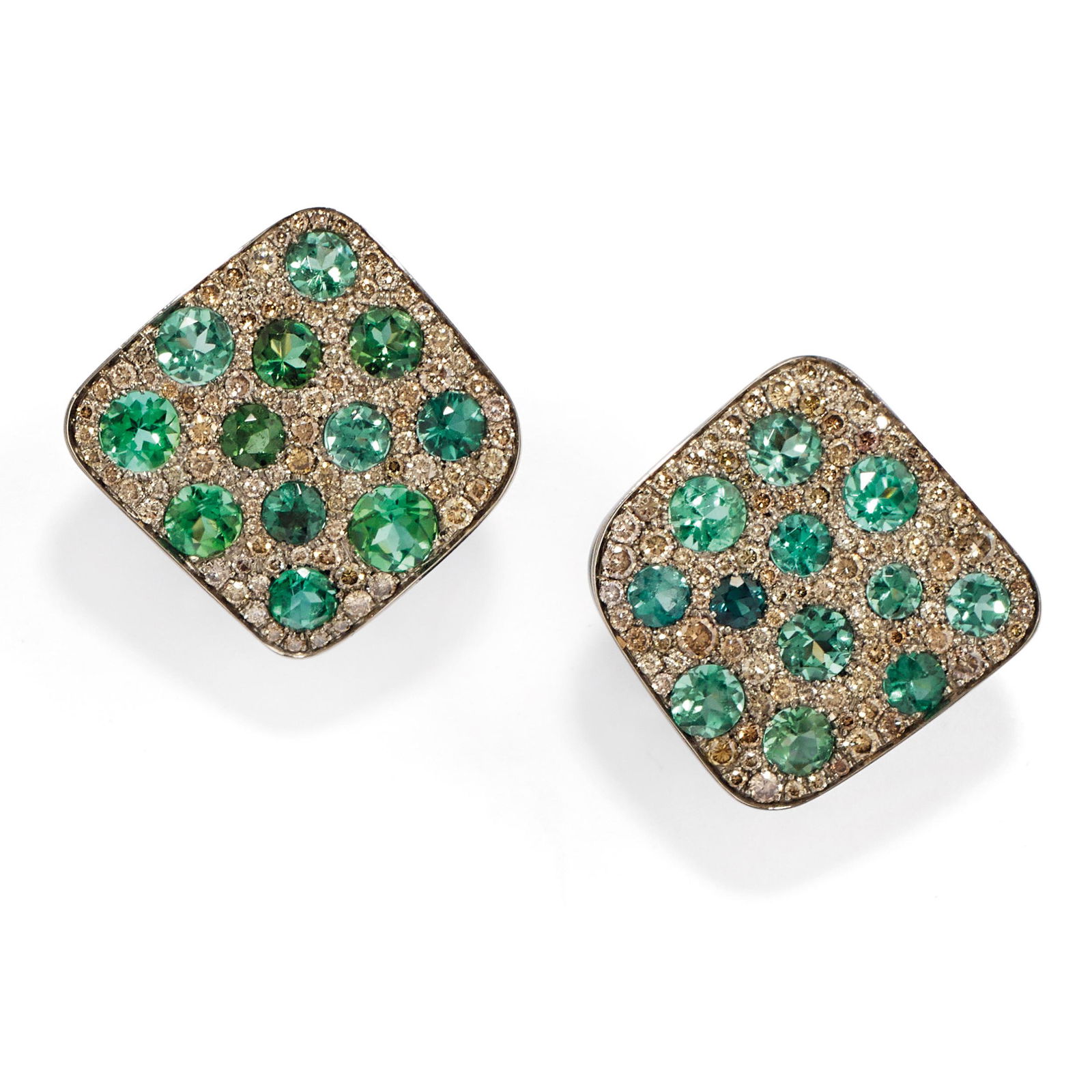 PAIRE DE BOUCLES D'OREILLES EN OR, TITANE, TOURMALINES (1 of 1)