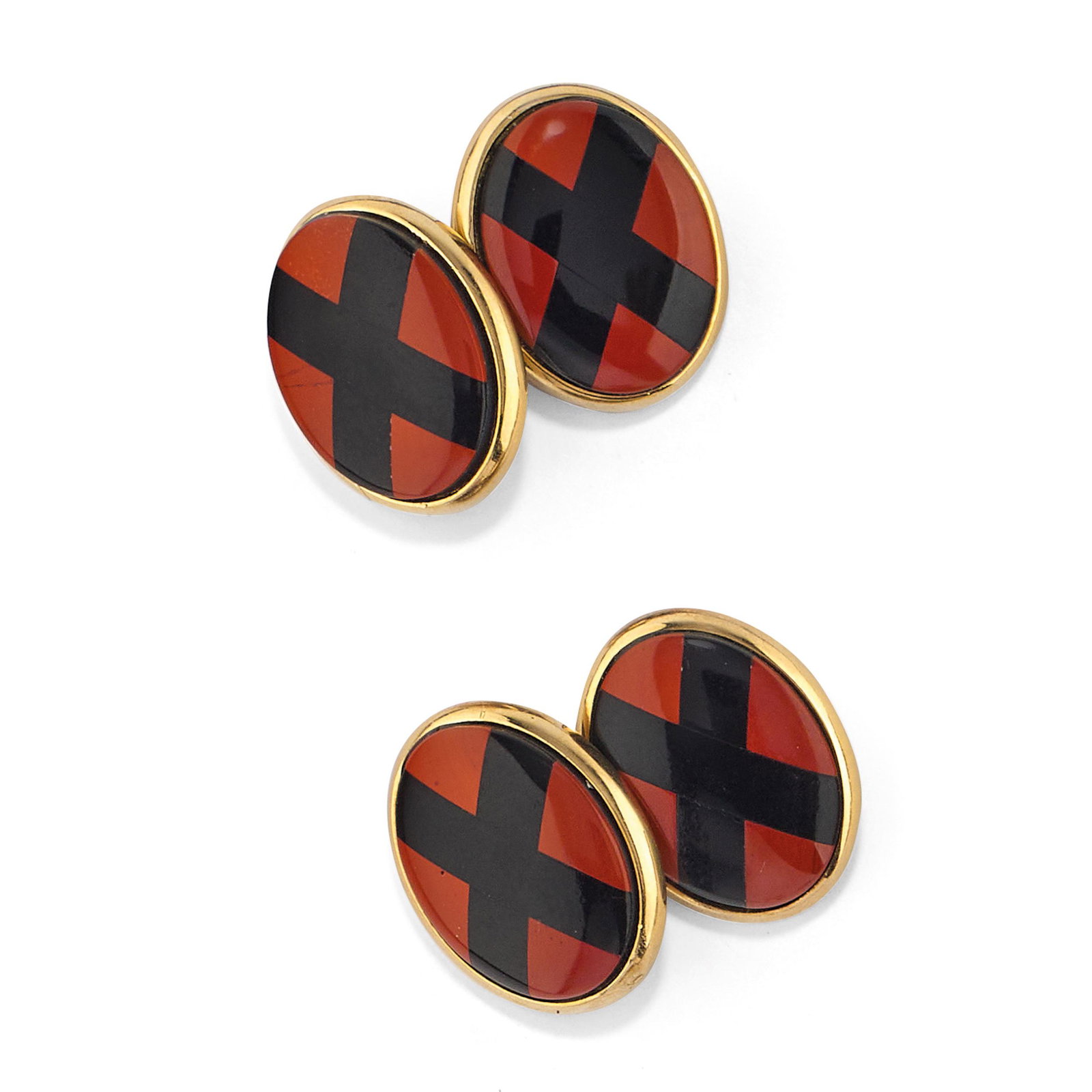 PAIRE DE BOUTONS DE MANCHETTE EN OR, SARDOINE ET ONYX (1 of 1)