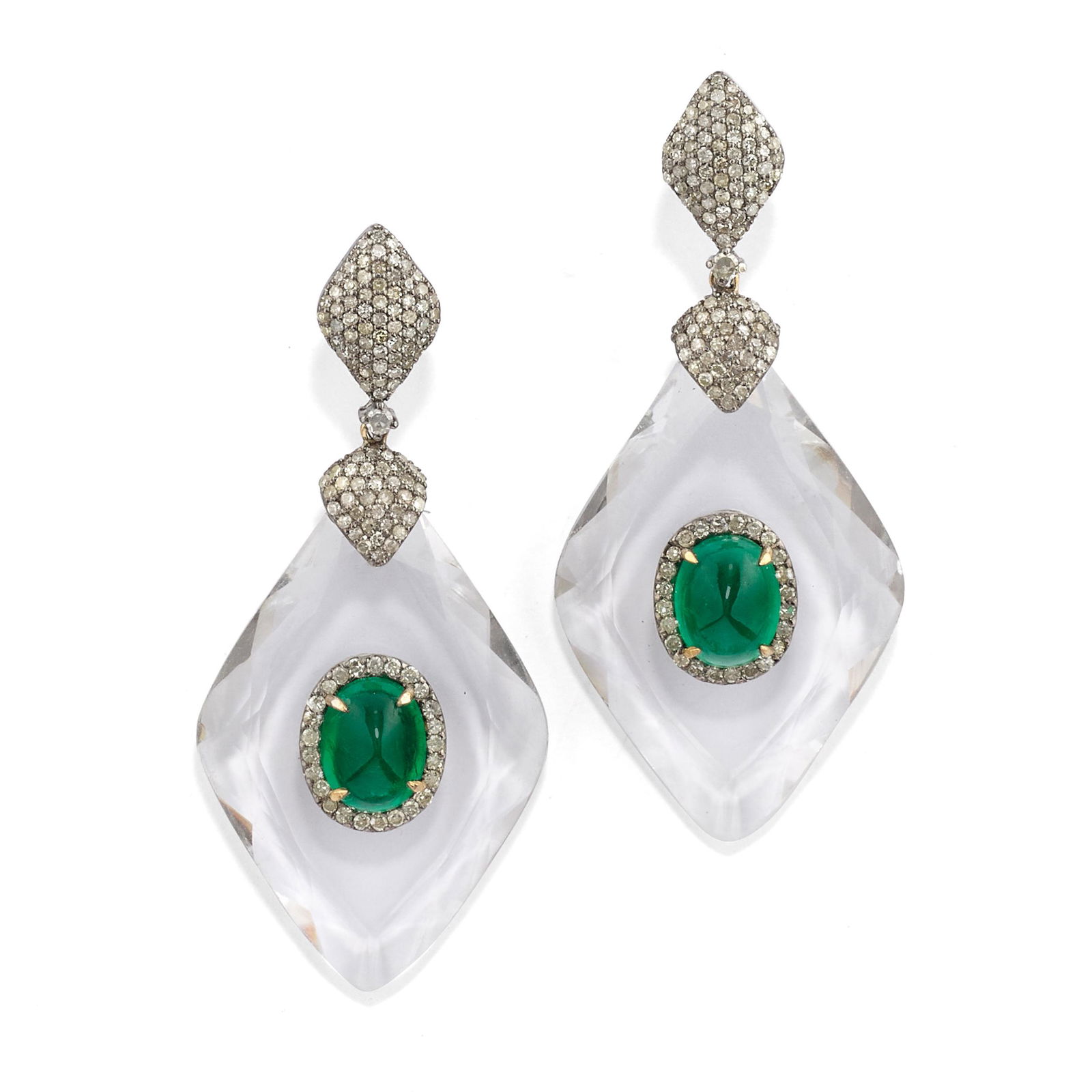 PAIRE DE PENDANTS D'OREILLES EN OR 14K, ARGENT, (1 of 1)