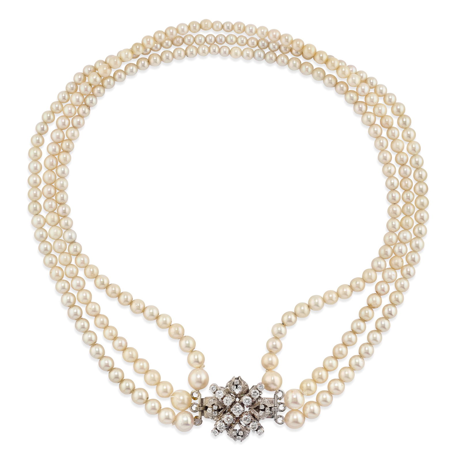 COLLIER EN OR, PERLES DE CULTURE ET DIAMANTS (1 of 1)