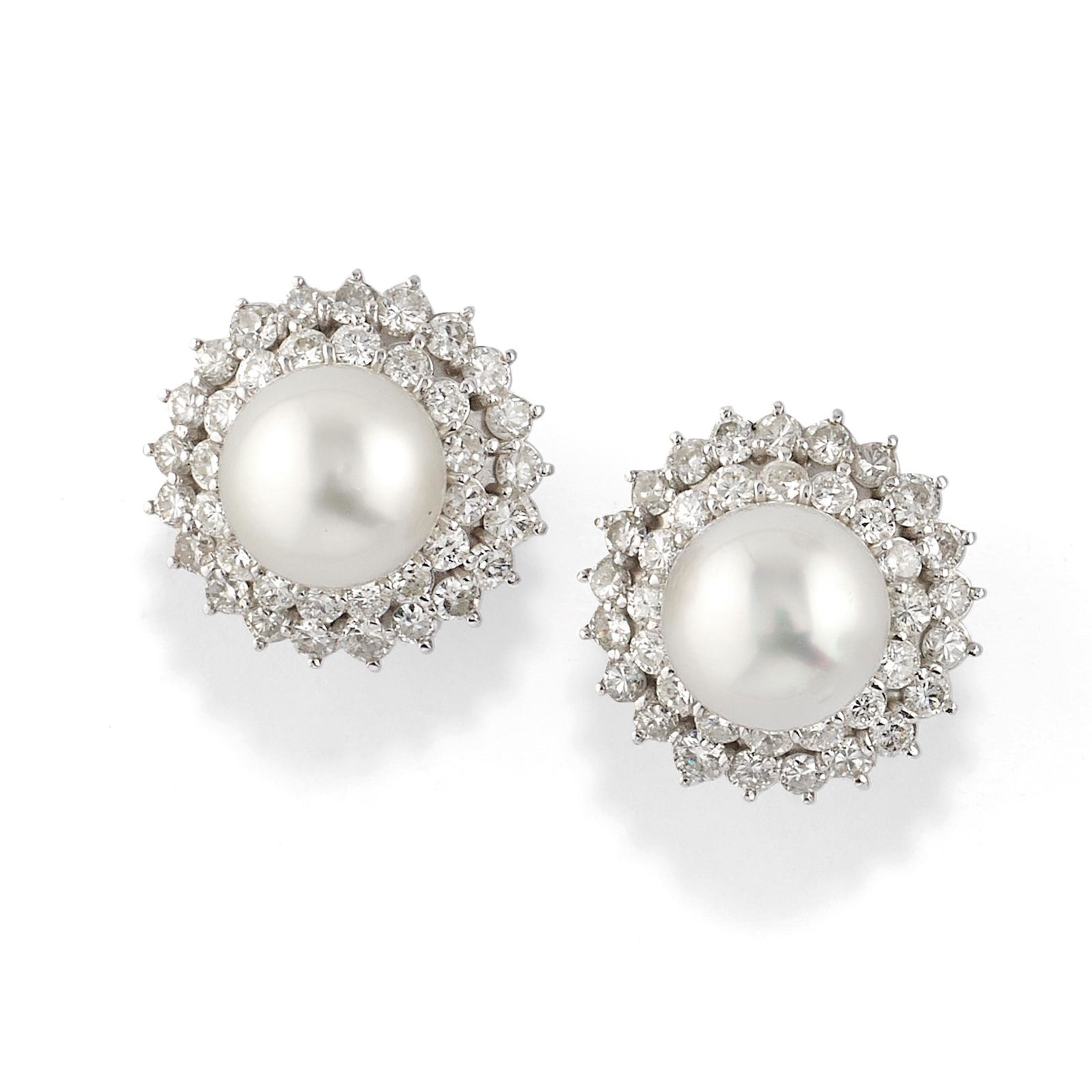 PAIRE DE BOUCLES D'OREILLES Ã€ CLIP EN PLATINE, PERLES (1 of 1)