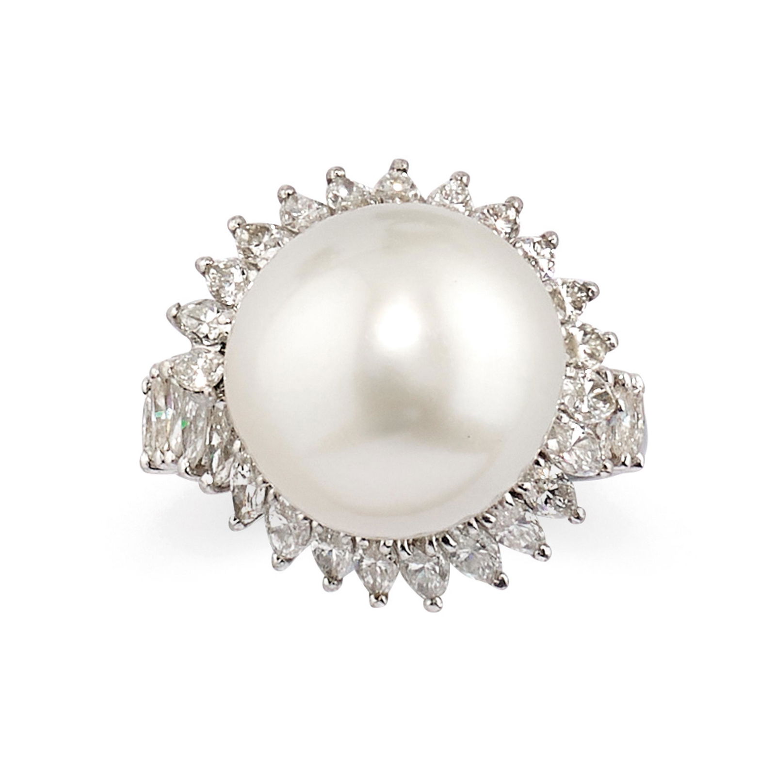 BAGUE EN PLATINE, PERLE DE CULTURE DE LA MER DU SUD ET (1 of 2)