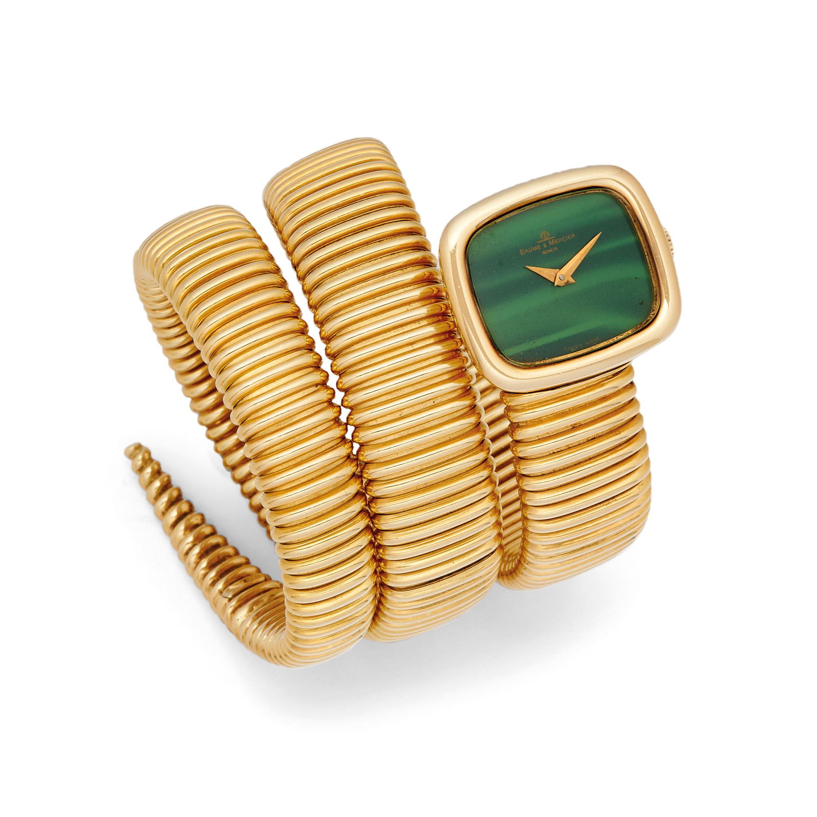 MONTRE/BRACELET EN OR ET MALACHITE, SIGNÉE BAUME & (1 of 1)