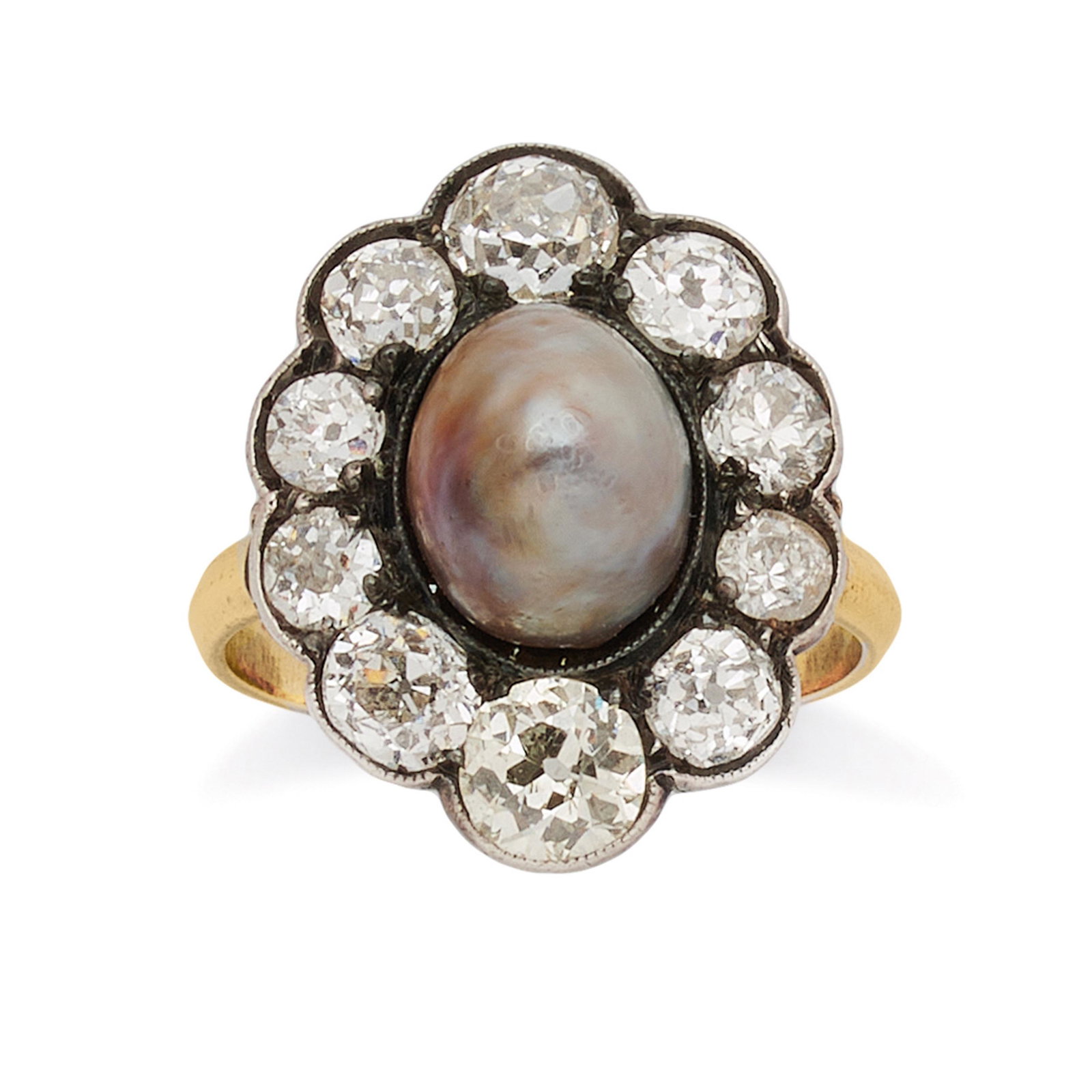 BAGUE AVEC PERLE FINE ET DIAMANTS (1 of 1)